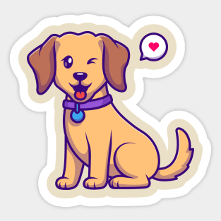 Cute Dog Sitting Cartoon Sticker